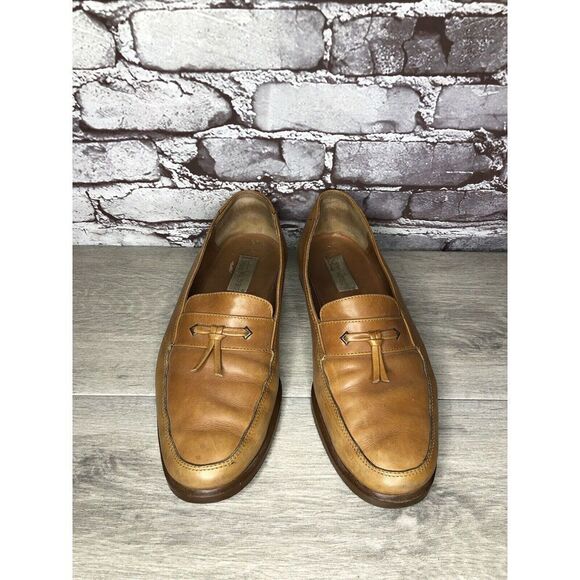 Gianni Versace Brown Leather Slip On Tassel Bow Dress Loafers Shoes Men Sz 9B US - Picture 13 of 16